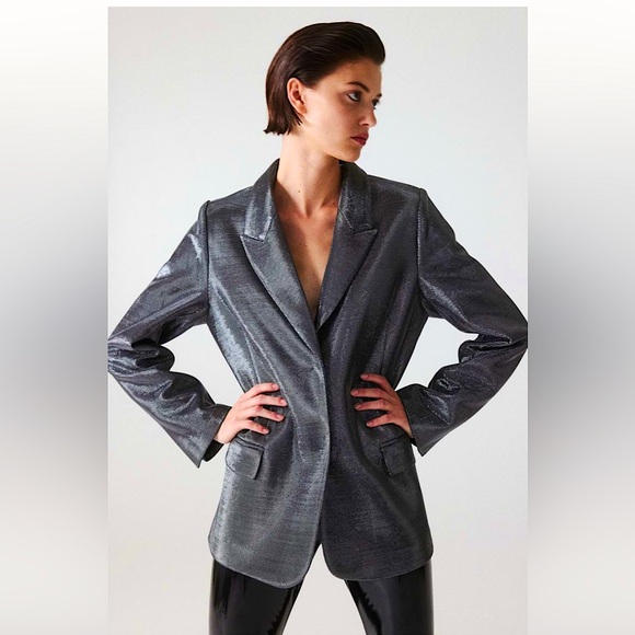 H&M SHIMMERING BLAZER - Picture 1 of 7